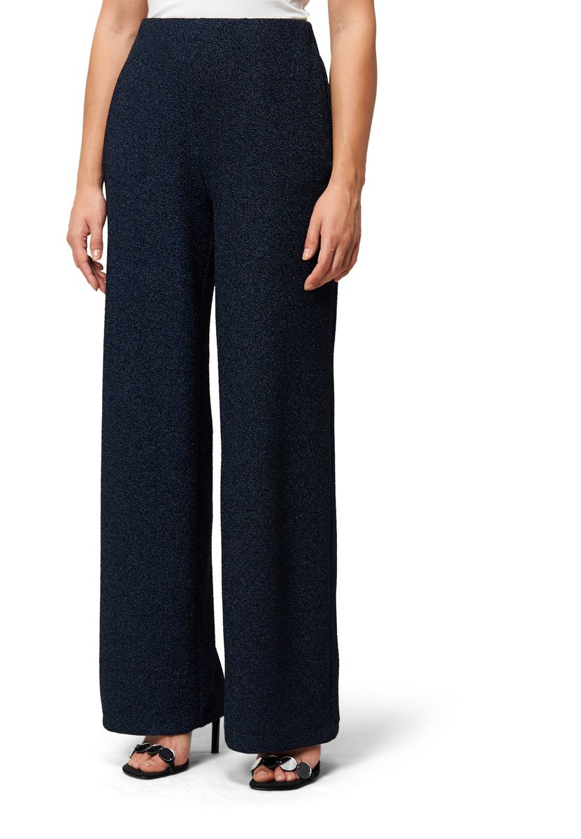 Elegante marineblaue Bouclé-Hose mit weitem Bein