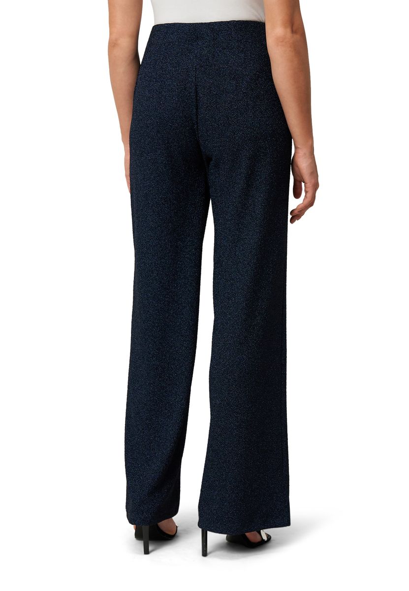 Elegante marineblaue Bouclé-Hose mit weitem Bein