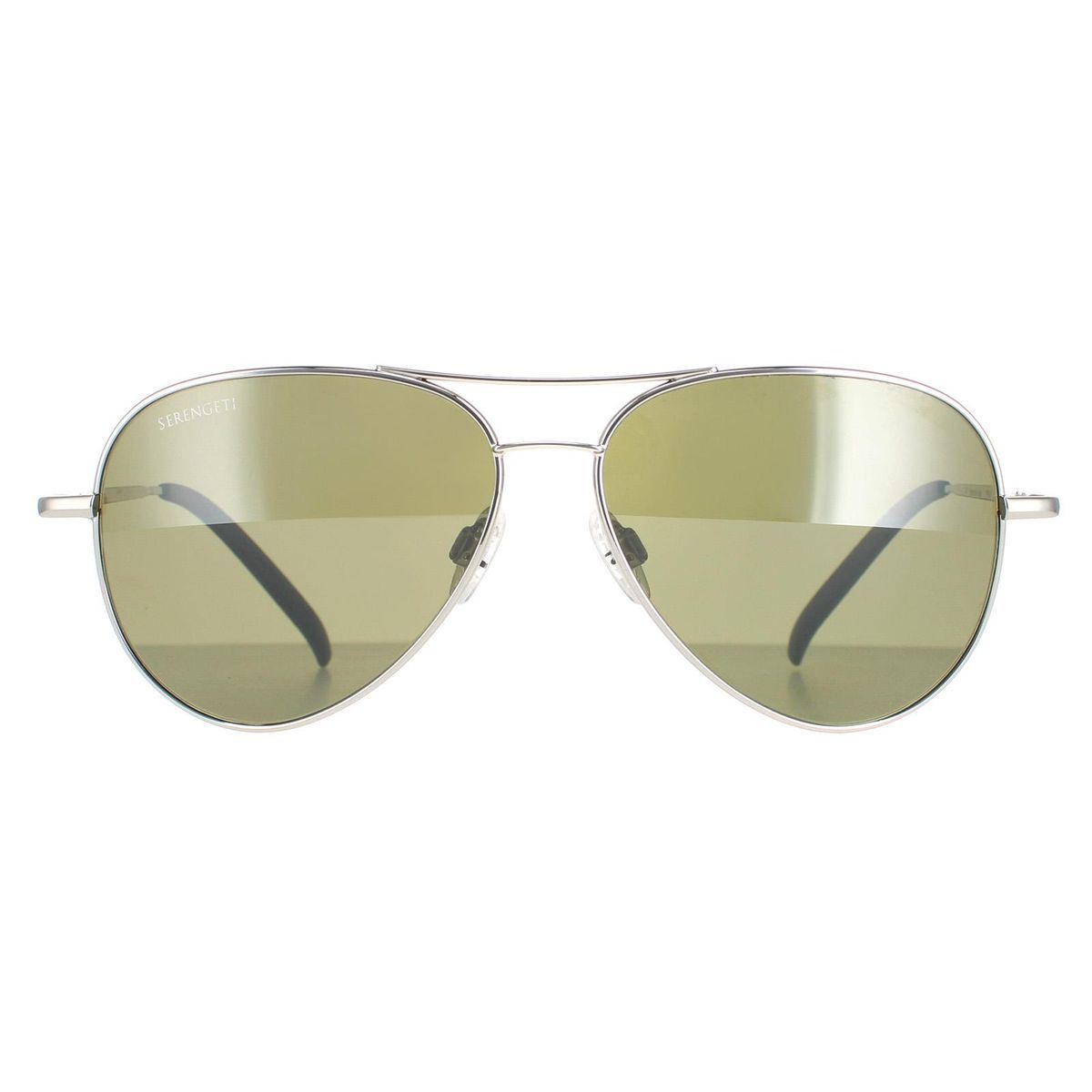 Silberne Aviator-Sonnenbrille grüne polarisierte Gläser