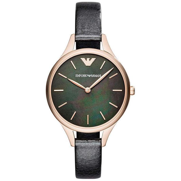 Elegante Uhr mit schwarzem Lederarmband