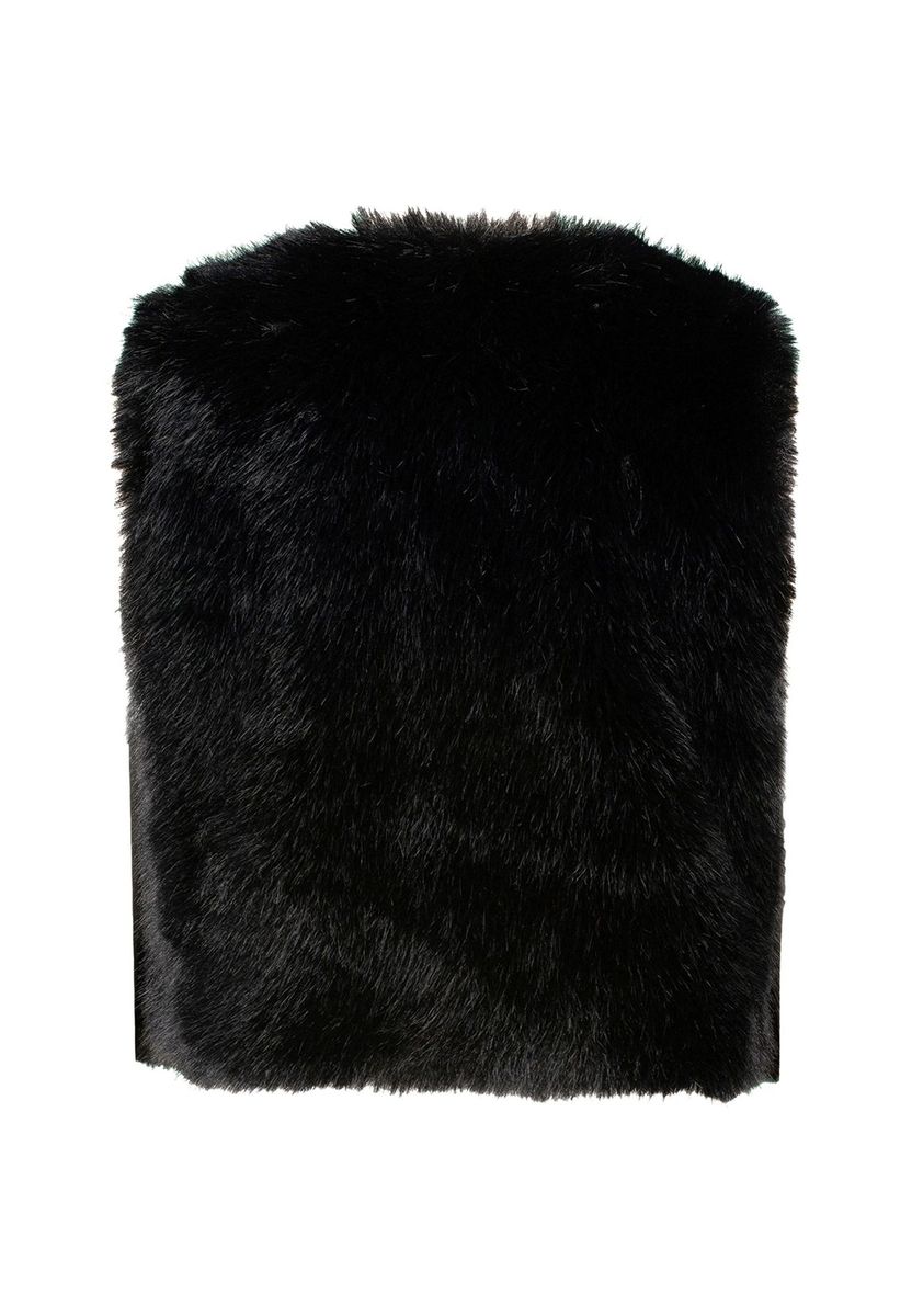 Ärmellose Weste aus Kunstfell, offene Vorderseite