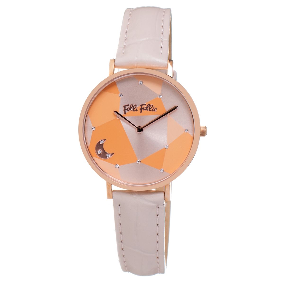 Elegante rosa Leder Quarz Uhr