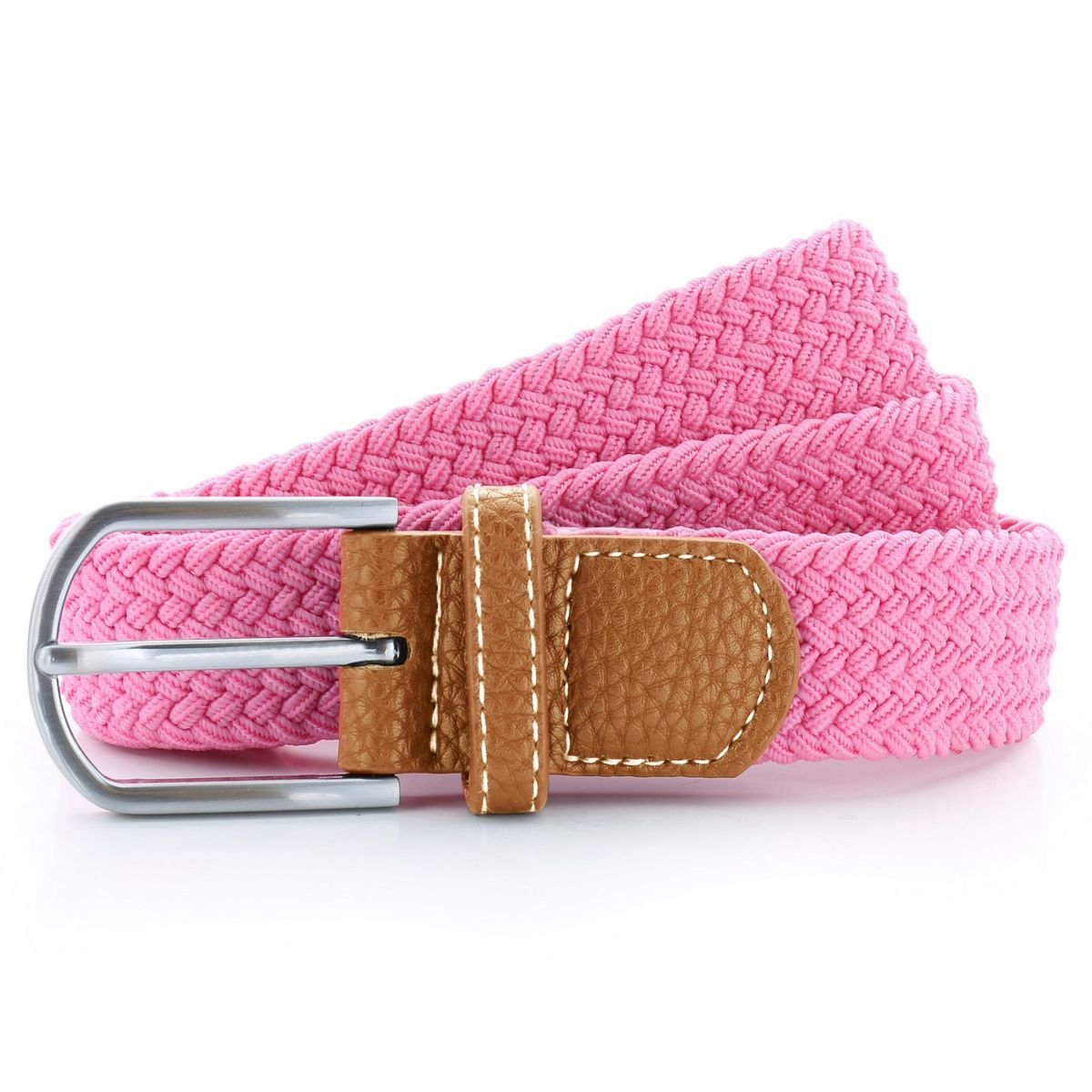 Pink Geflochtener Gewebter Stretchgürtel