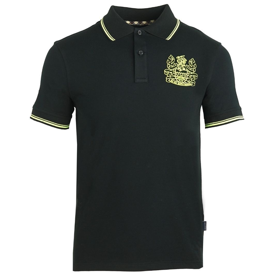Schwarzes Poloshirt mit gesticktem Wappen