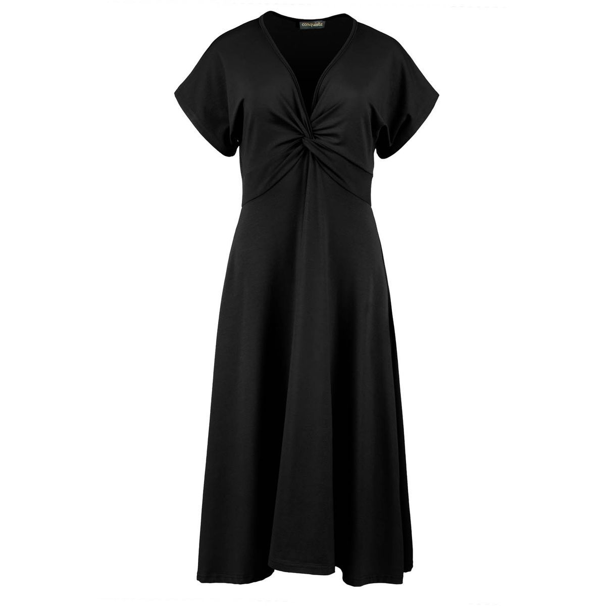 Schwarzes Midikleid mit Drehdetail