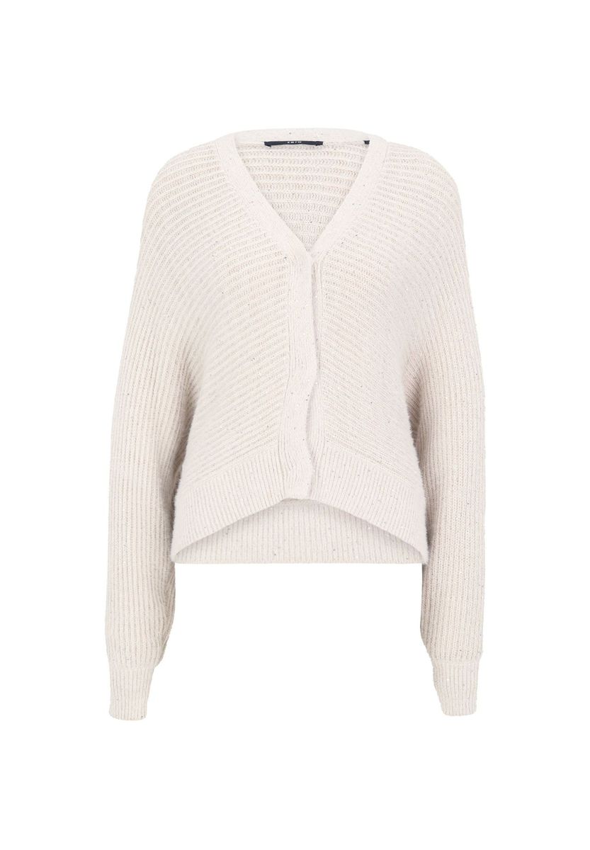 Gerippte Strickjacke mit V-Ausschnitt