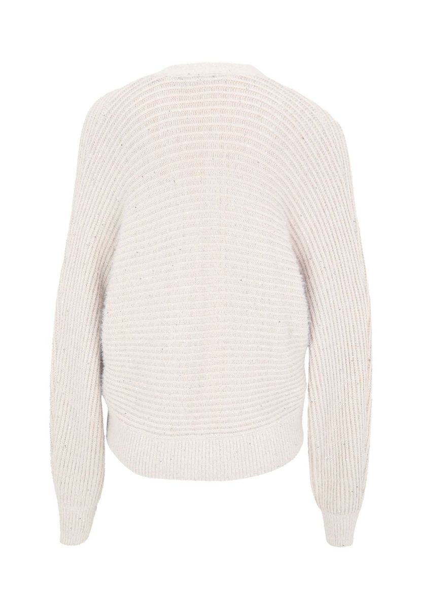 Gerippte Strickjacke mit V-Ausschnitt