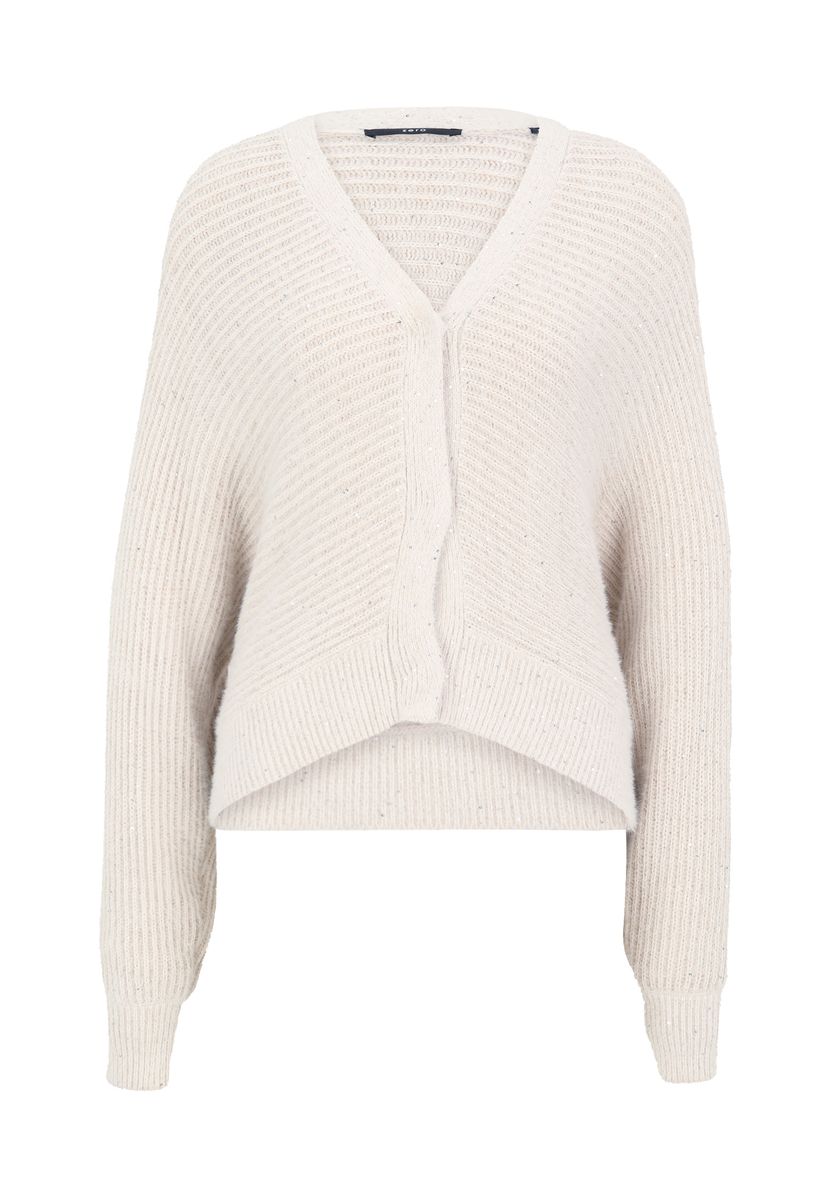 Gerippte Strickjacke mit V-Ausschnitt