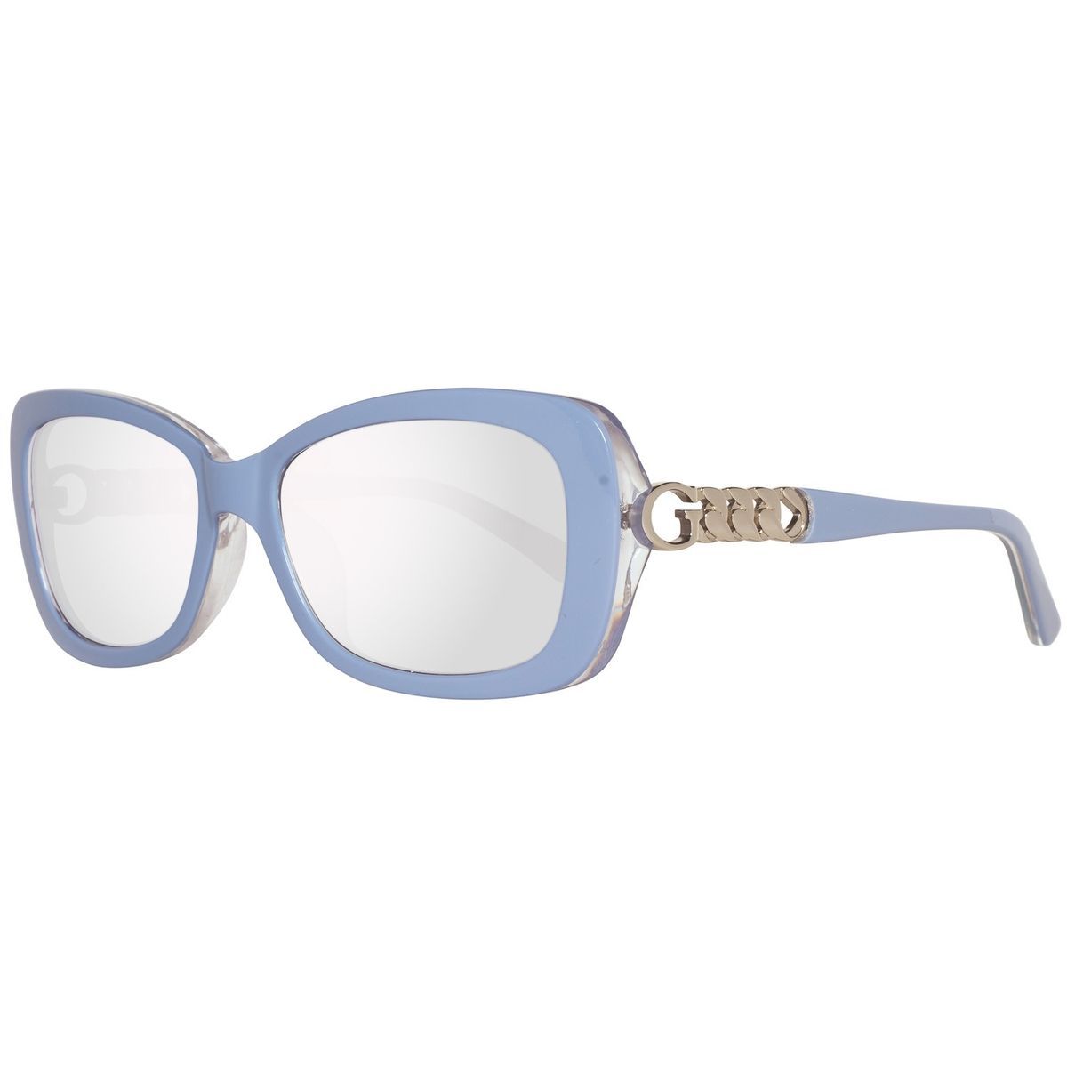 Blaue Cat-Eye Sonnenbrille mit verspiegelten Gläsern