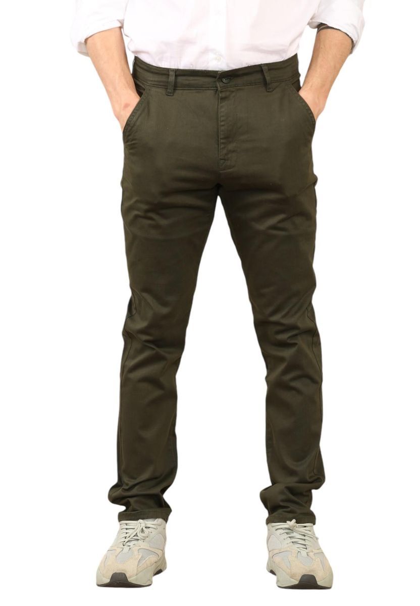 Herren Slim Fit Olive Chinos