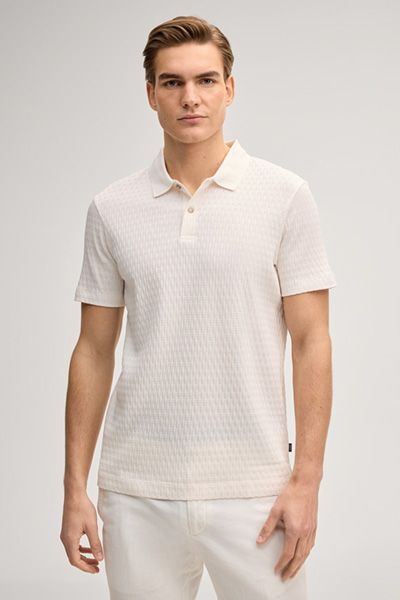 JOOP! Herren Poloshirt Jorge Offwhite Strukturierte Baumwollmischung