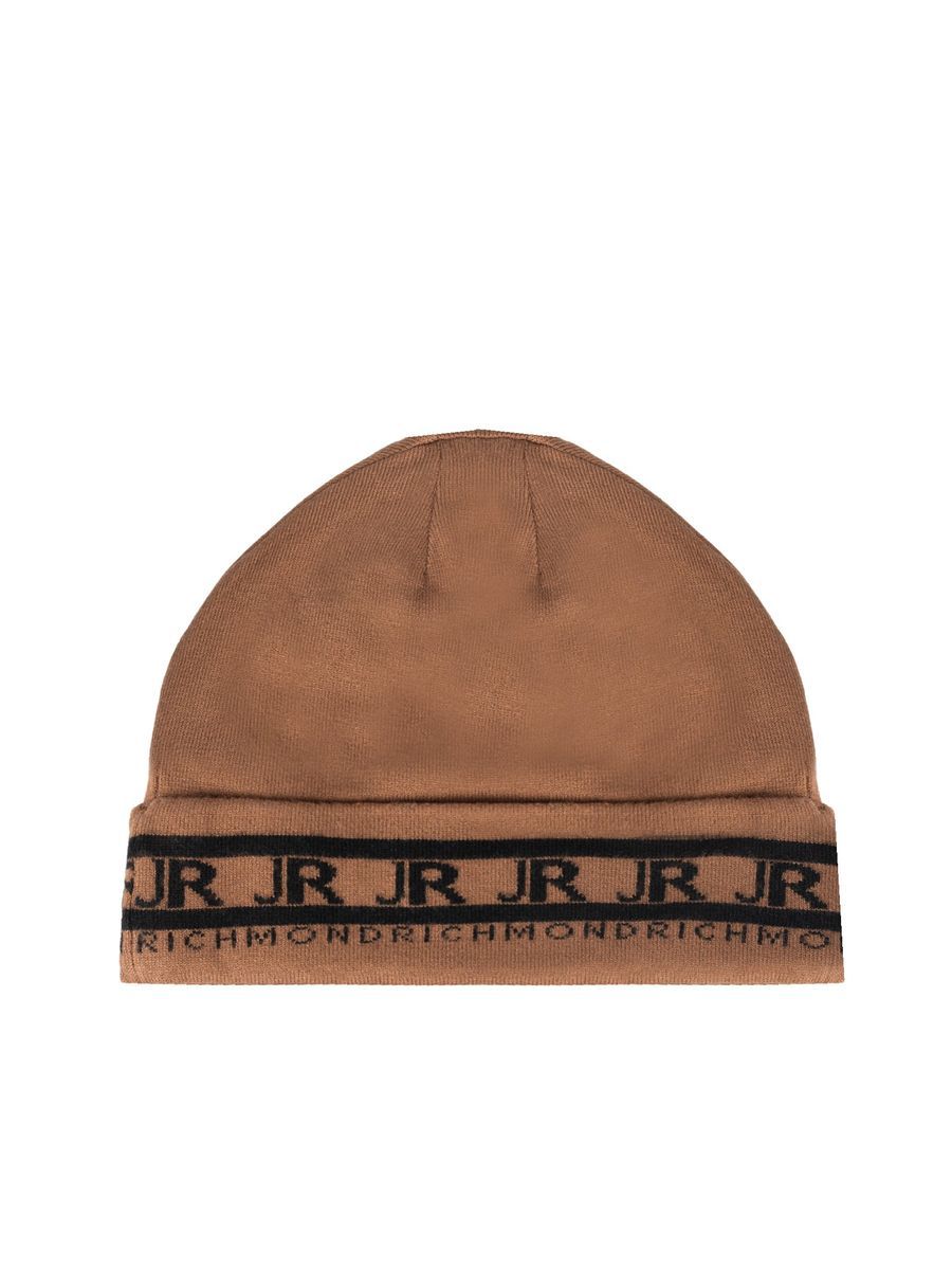 Gerippte Woll-Kaschmir-Mütze mit Logo-Band