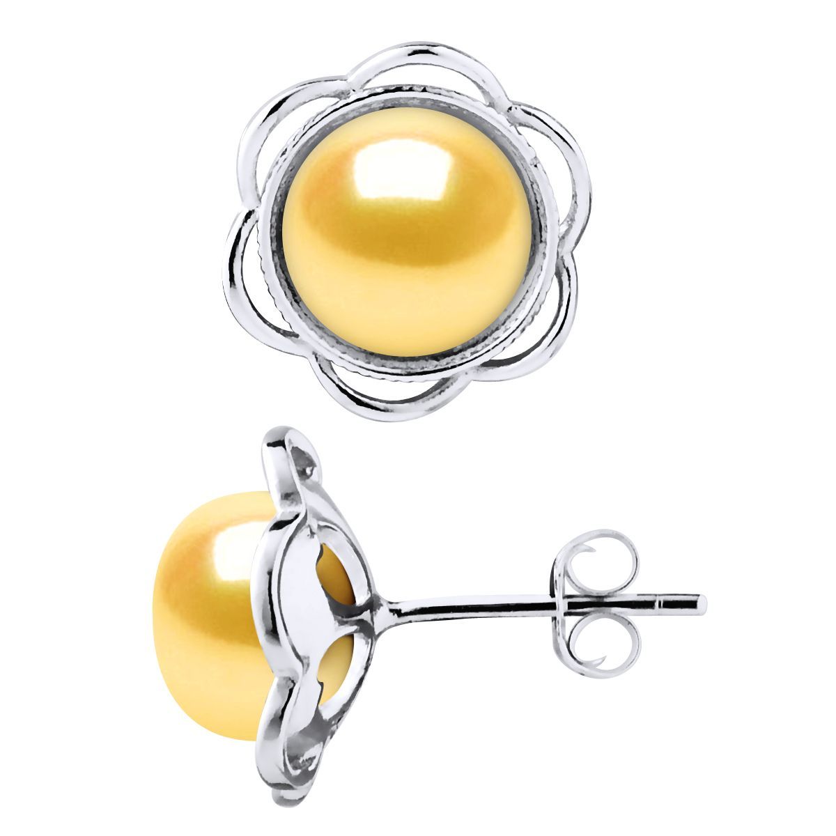 Goldene Perlenblumenohrstecker