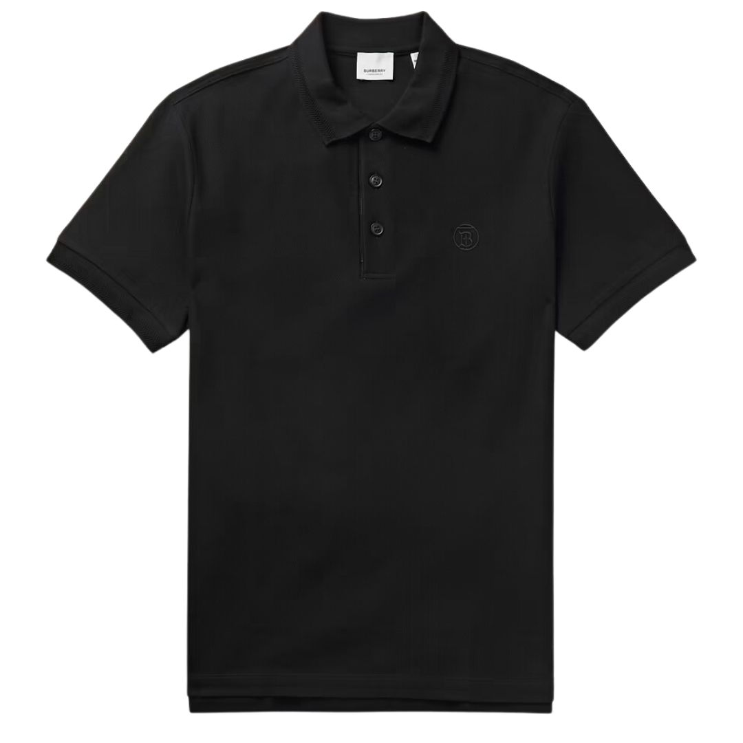 Klassisch geschnittenes schwarzes Baumwoll-Poloshirt