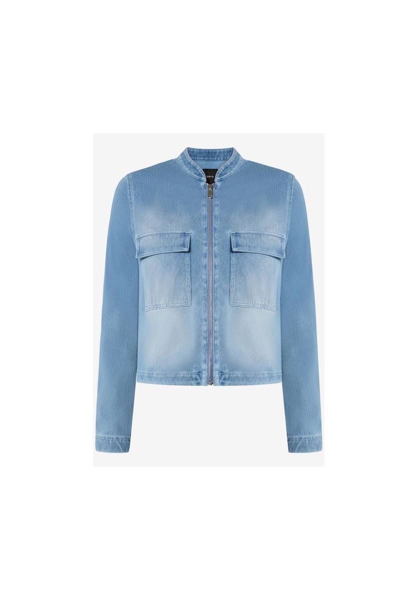 Hellblaue Jeansjacke mit Reißverschluss