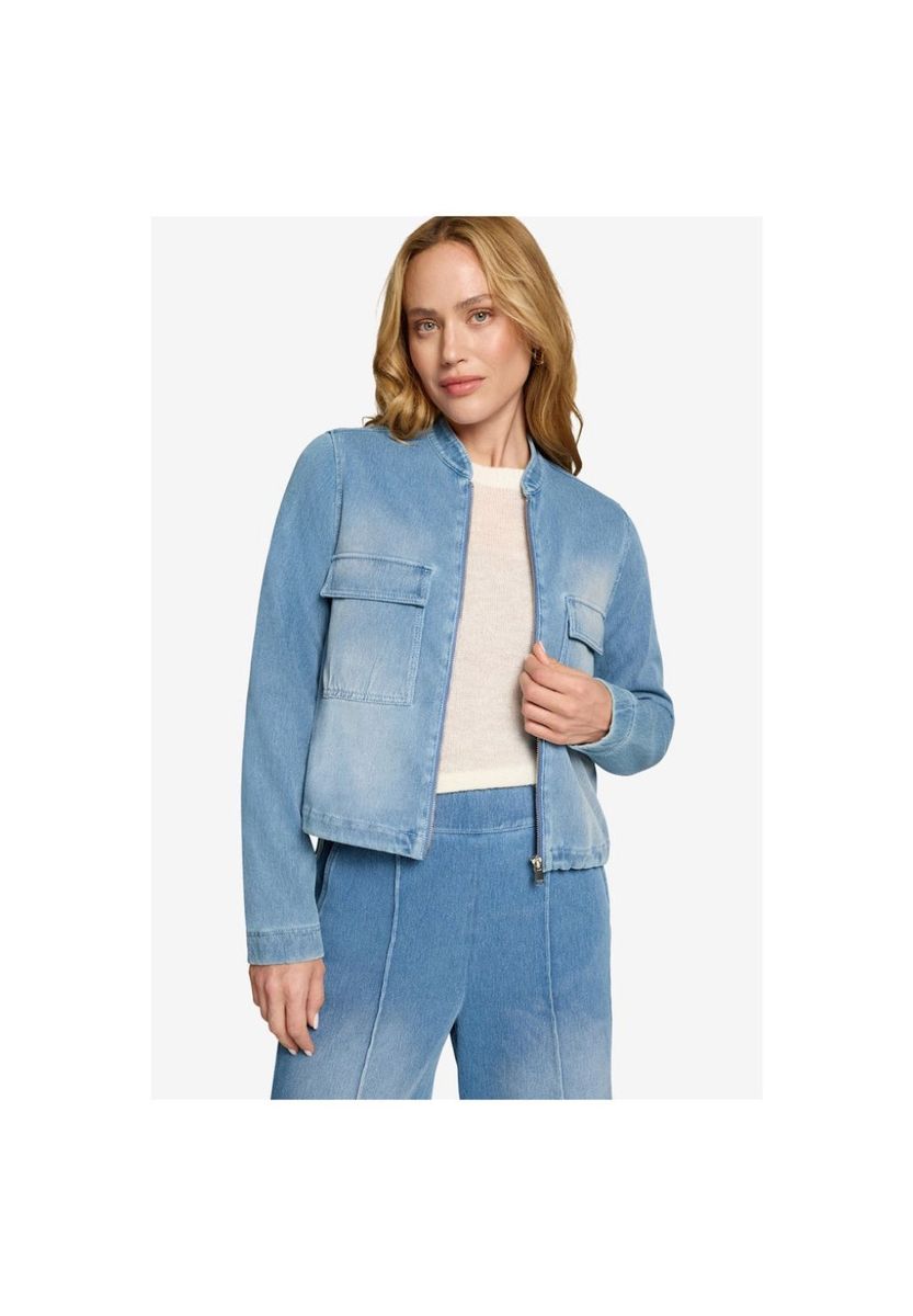 Hellblaue Jeansjacke mit Reißverschluss