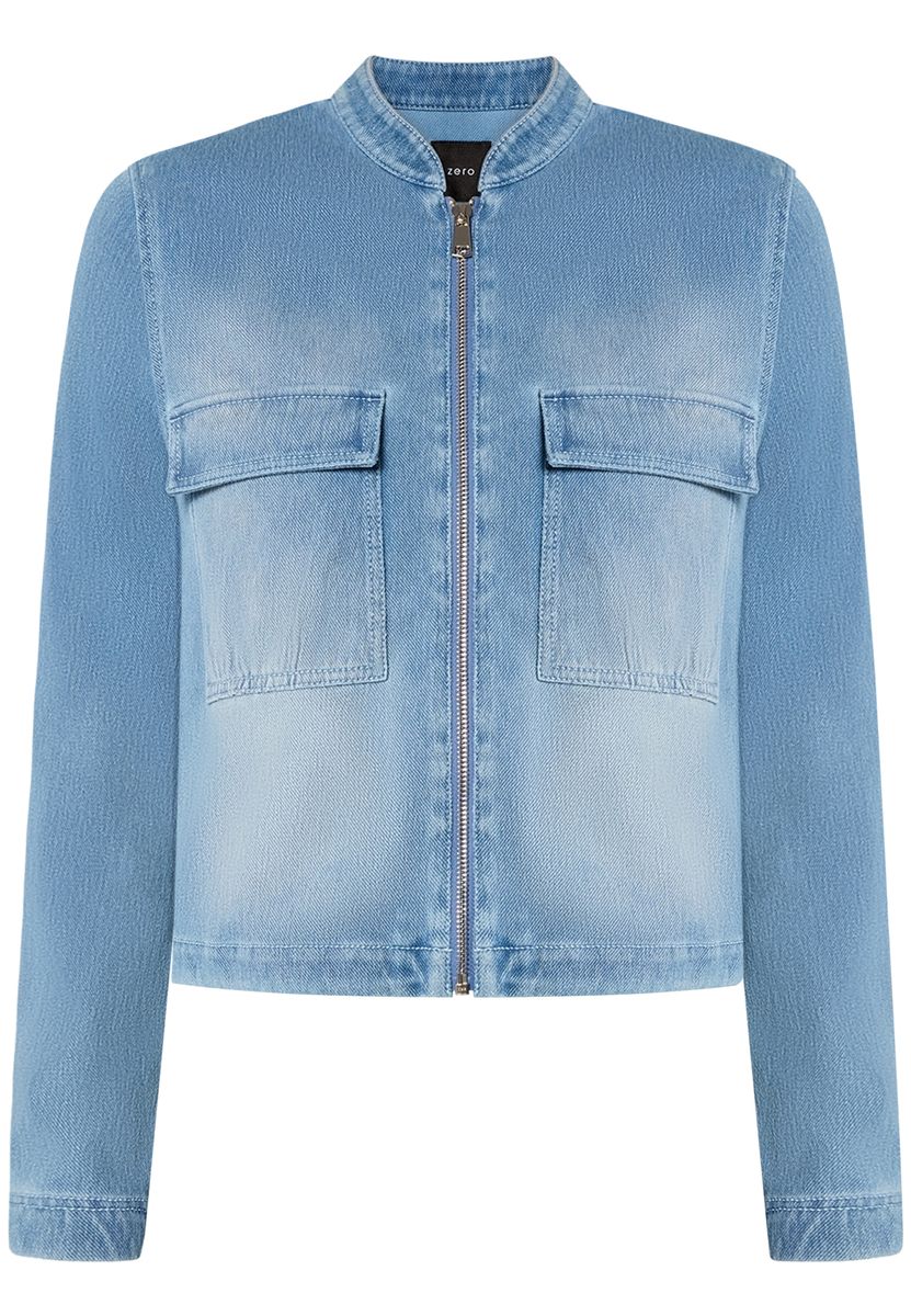 Hellblaue Jeansjacke mit Reißverschluss