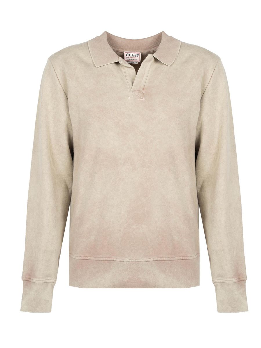 Beiges Langarm Polo Sweatshirt