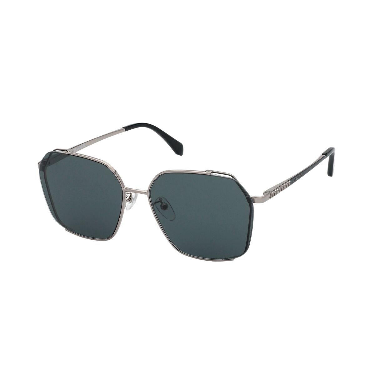 Geometrische Sonnenbrille mit Silberrahmen