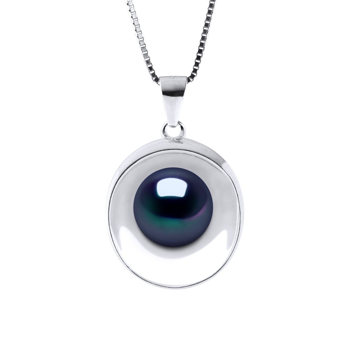 Halskette mit schwarzer Perle, Sterlingsilber
