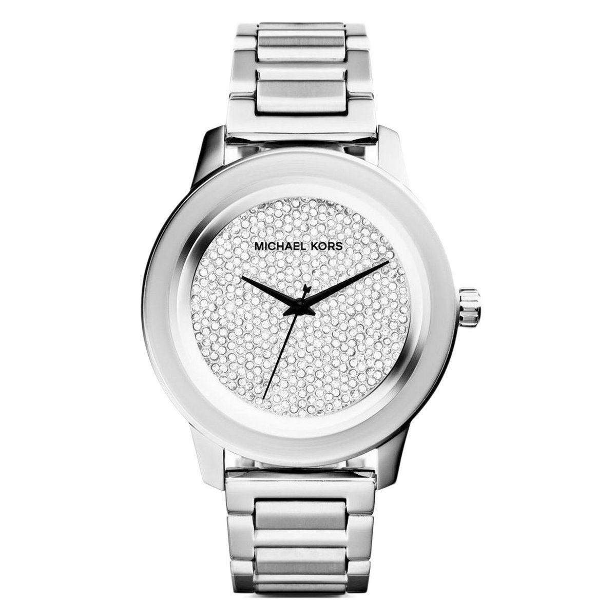 Damen Silber Kristall Edelstahl Uhr