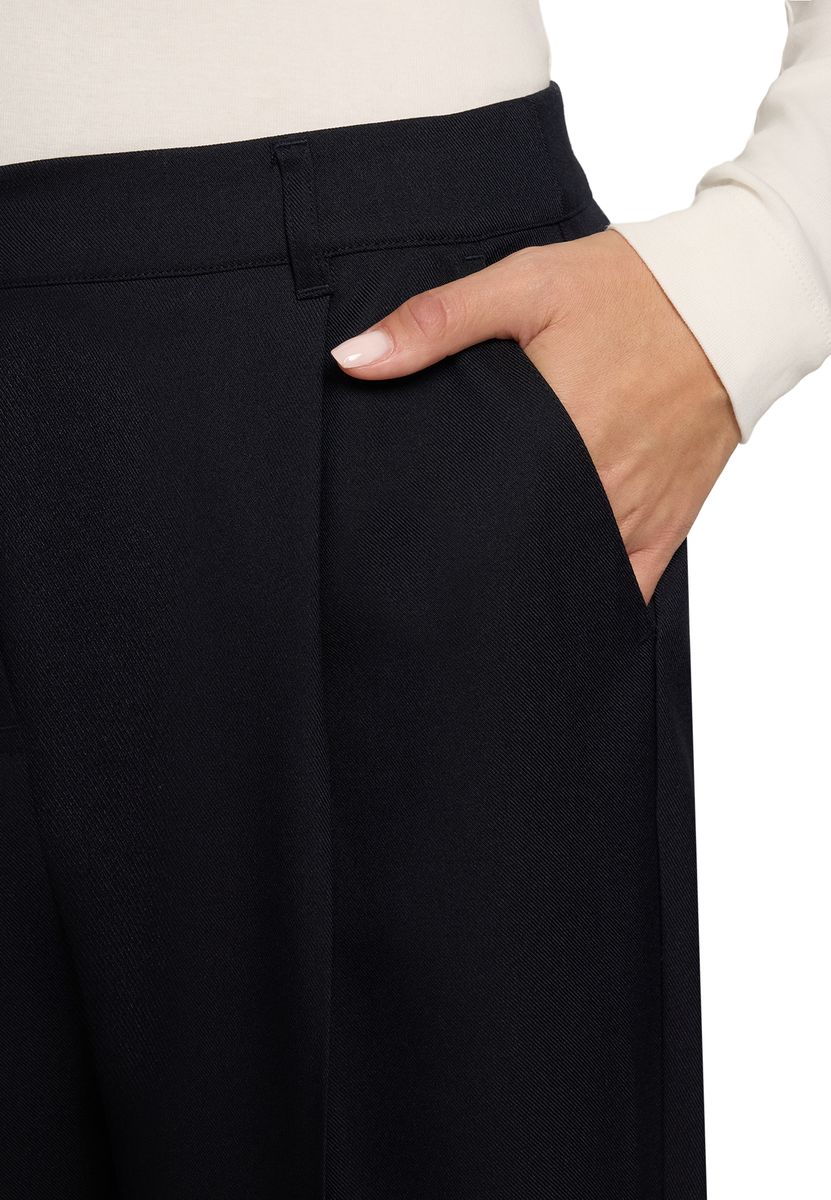 Cropped Bundfaltenhose in Dunkelblau