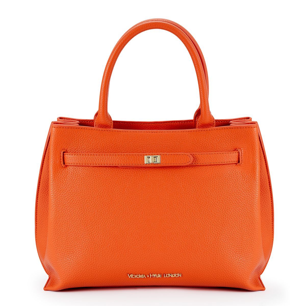Orangefarbene strukturierte Satchel aus veganem Leder