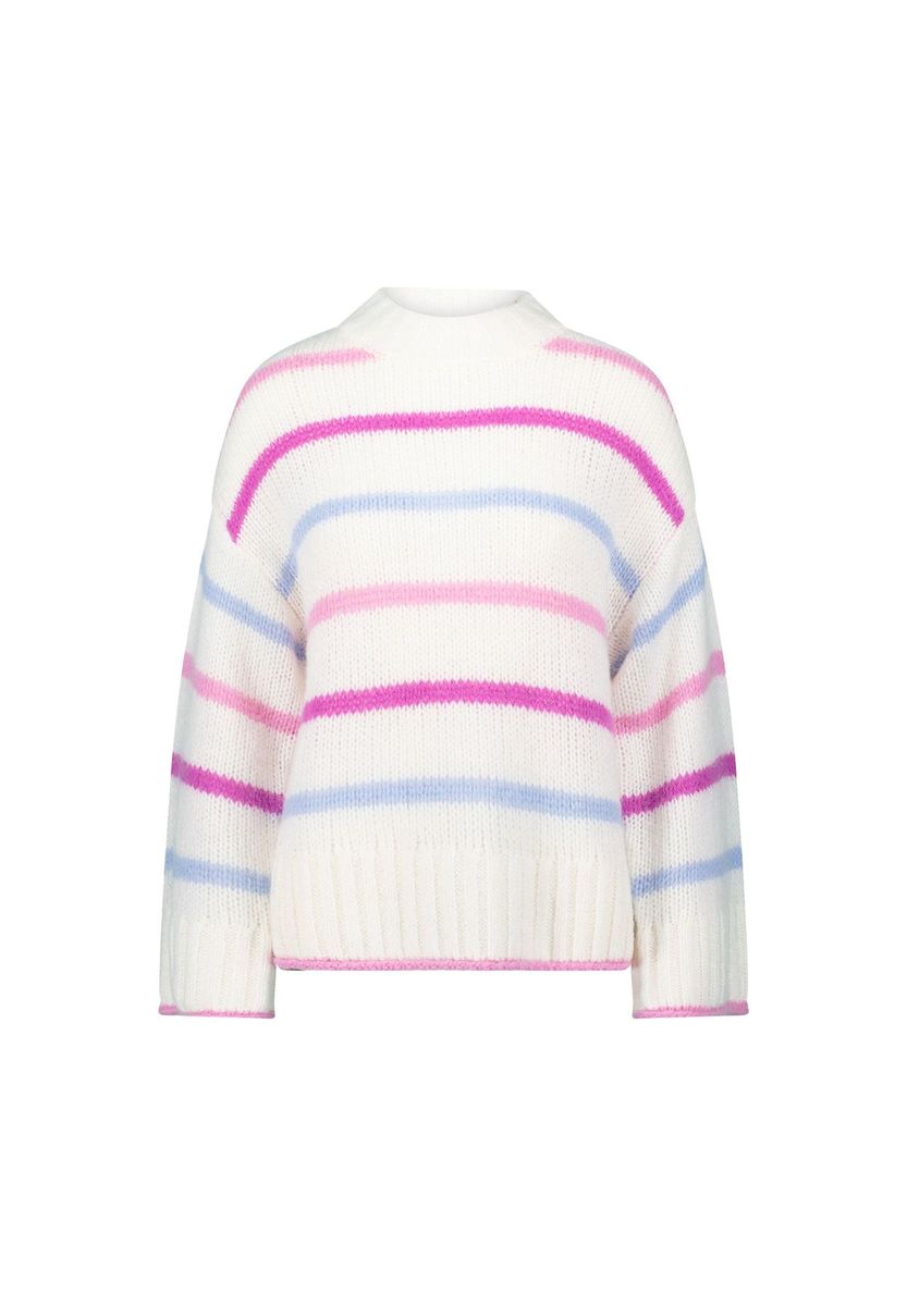 Gestreifter Grobstrick-Pullover