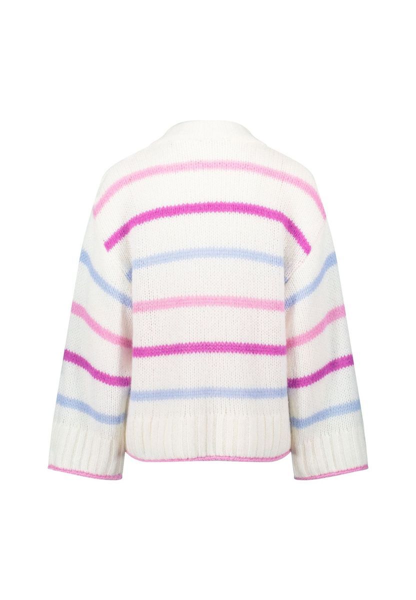 Gestreifter Grobstrick-Pullover