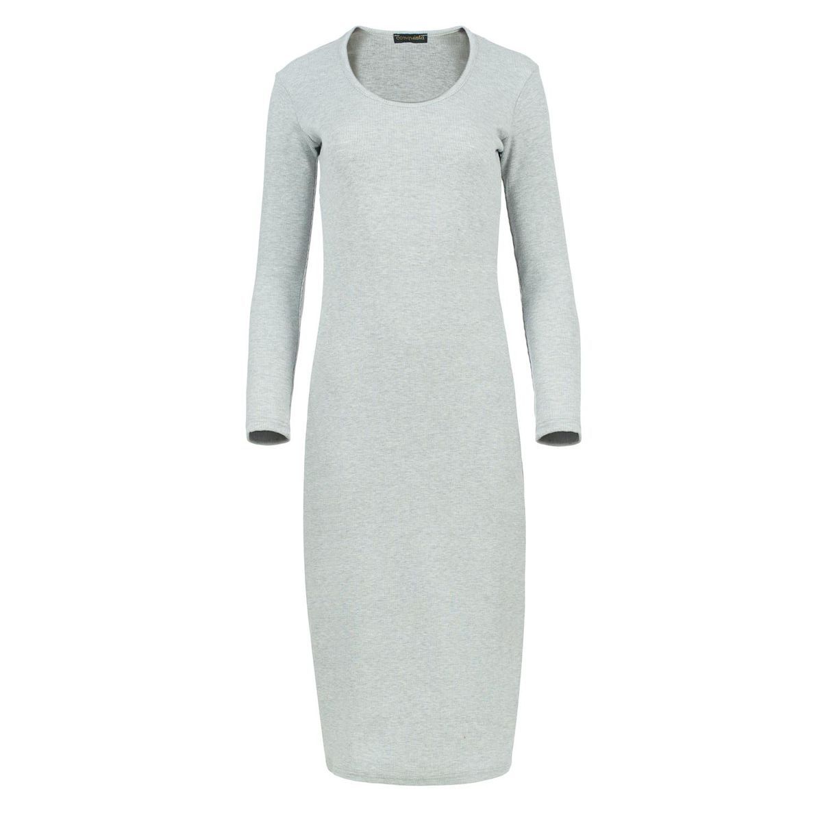 Geripptes Strick-Midikleid mit langen Ärmeln