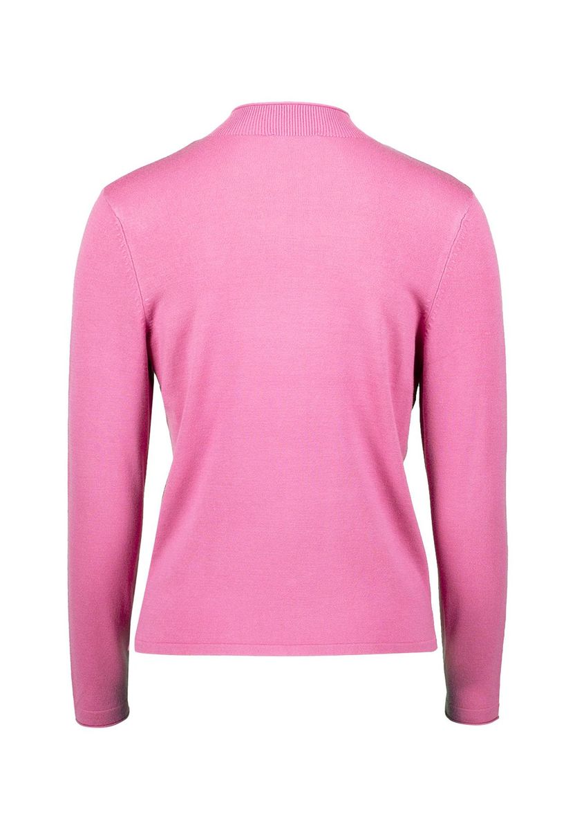 Eleganter rosa Feinstrickpullover mit Stehkragen