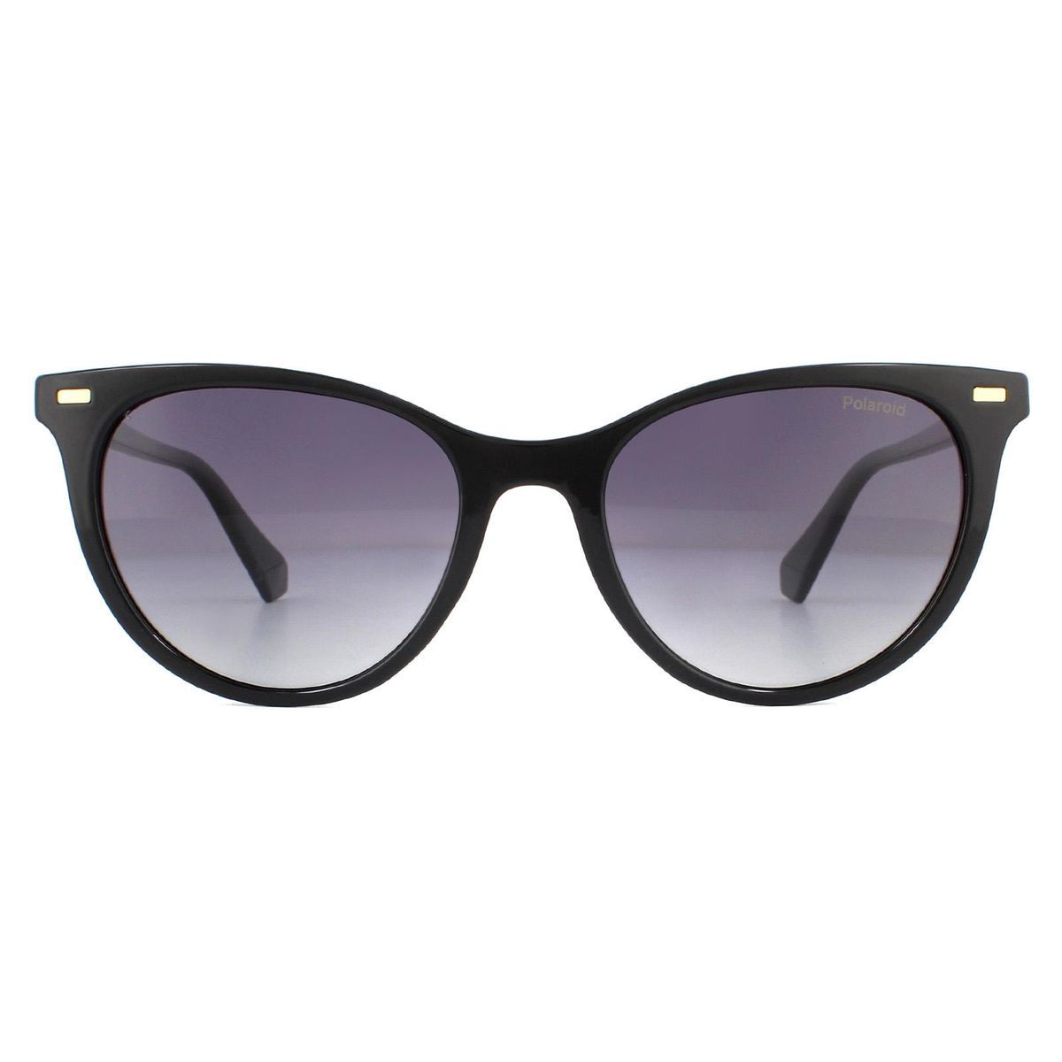 Schwarze Cat-Eye-Sonnenbrille mit grauem Farbverlauf