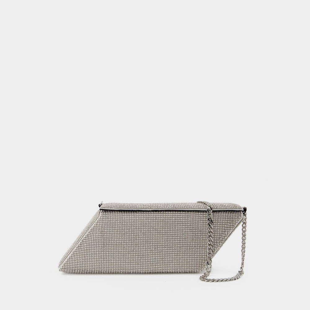 Trapezförmige Clutch mit Strass und Kettenriemen