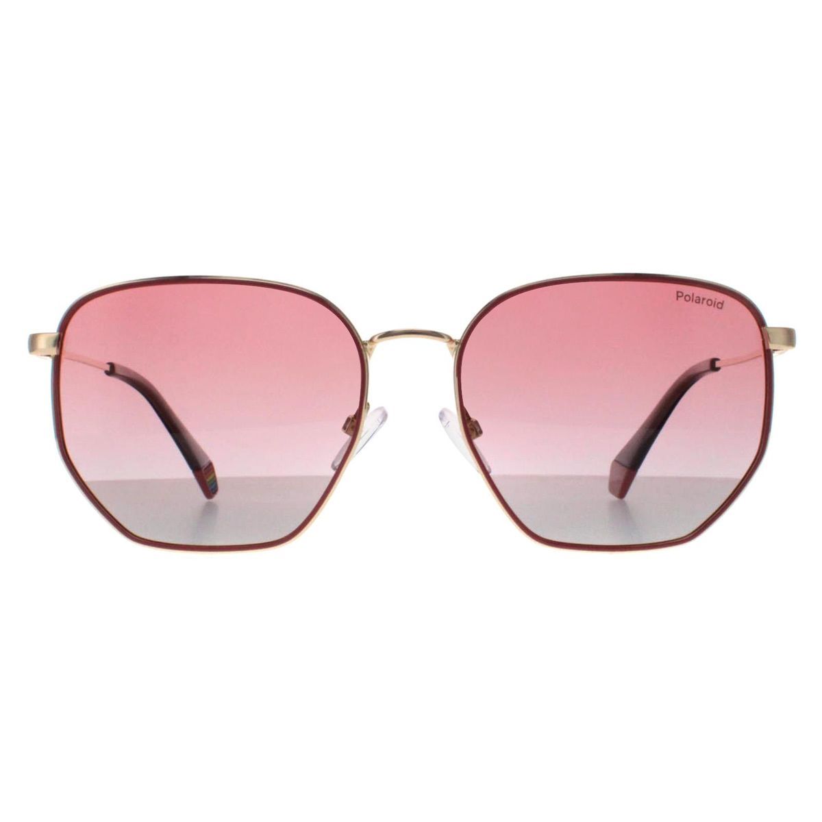 Quadratische Sonnenbrille Goldrahmen Pink Farbverlauf