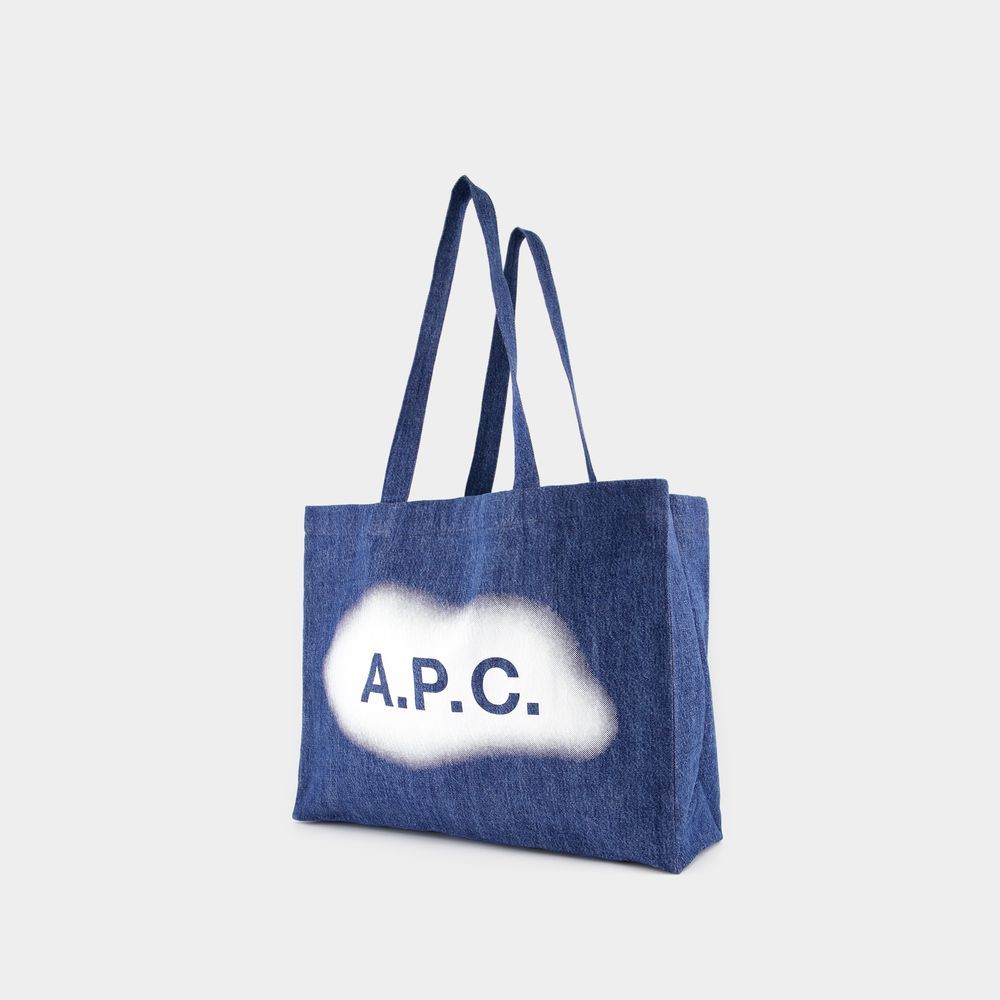 Denim-Tragetasche mit Wolken-Grafik