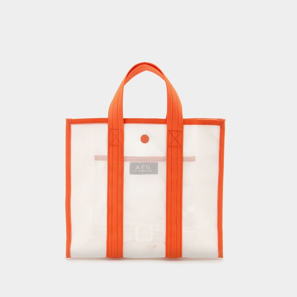 Transparente Tragetasche mit orangem Rand
