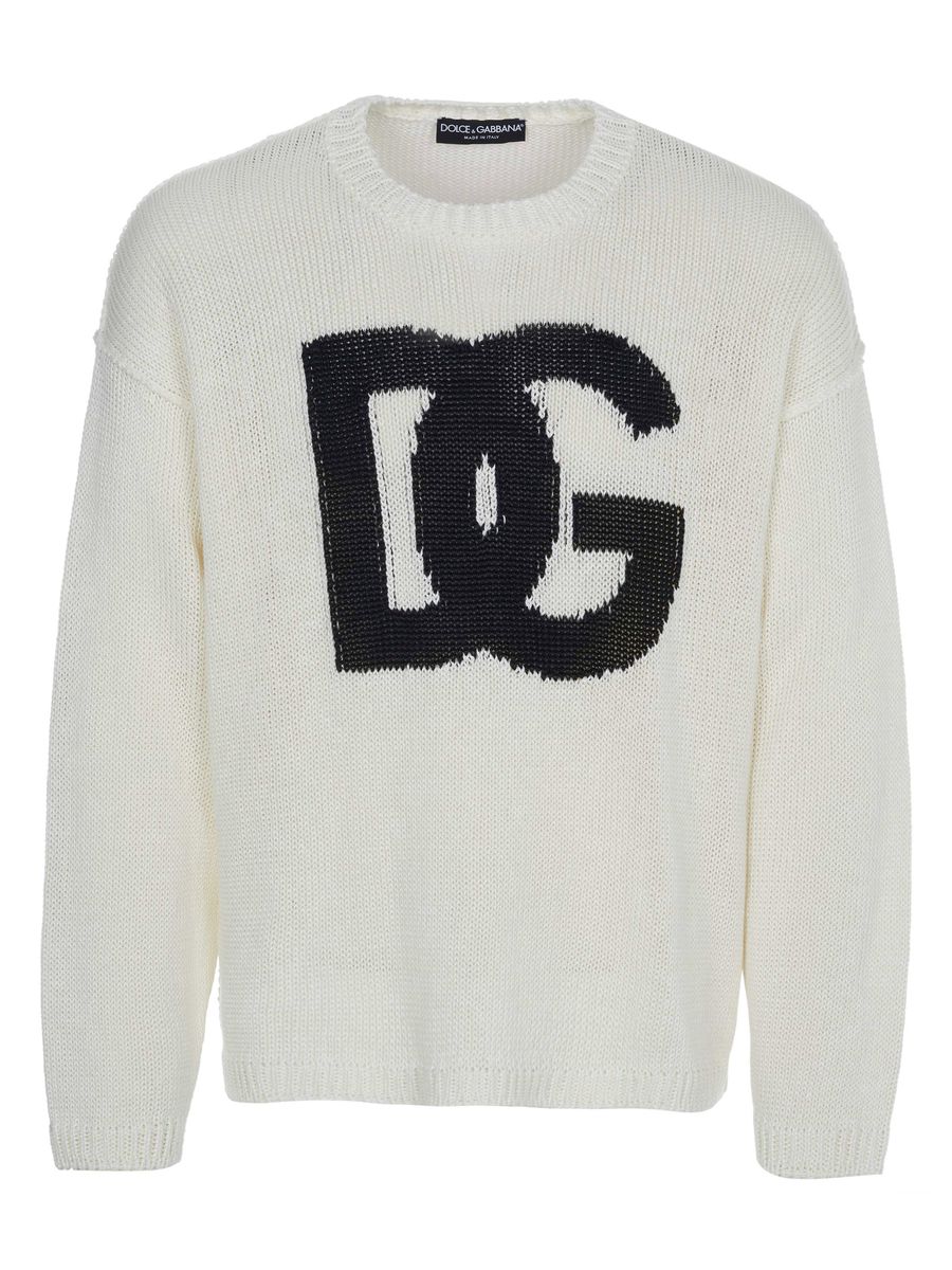 Übergroßer Strickpullover mit DG-Logo aus Leinen