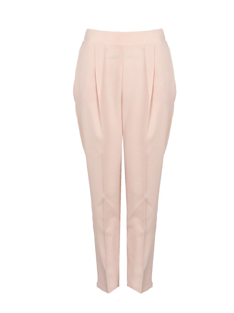 Hoch taillierte, plissierte Hose mit Stretch