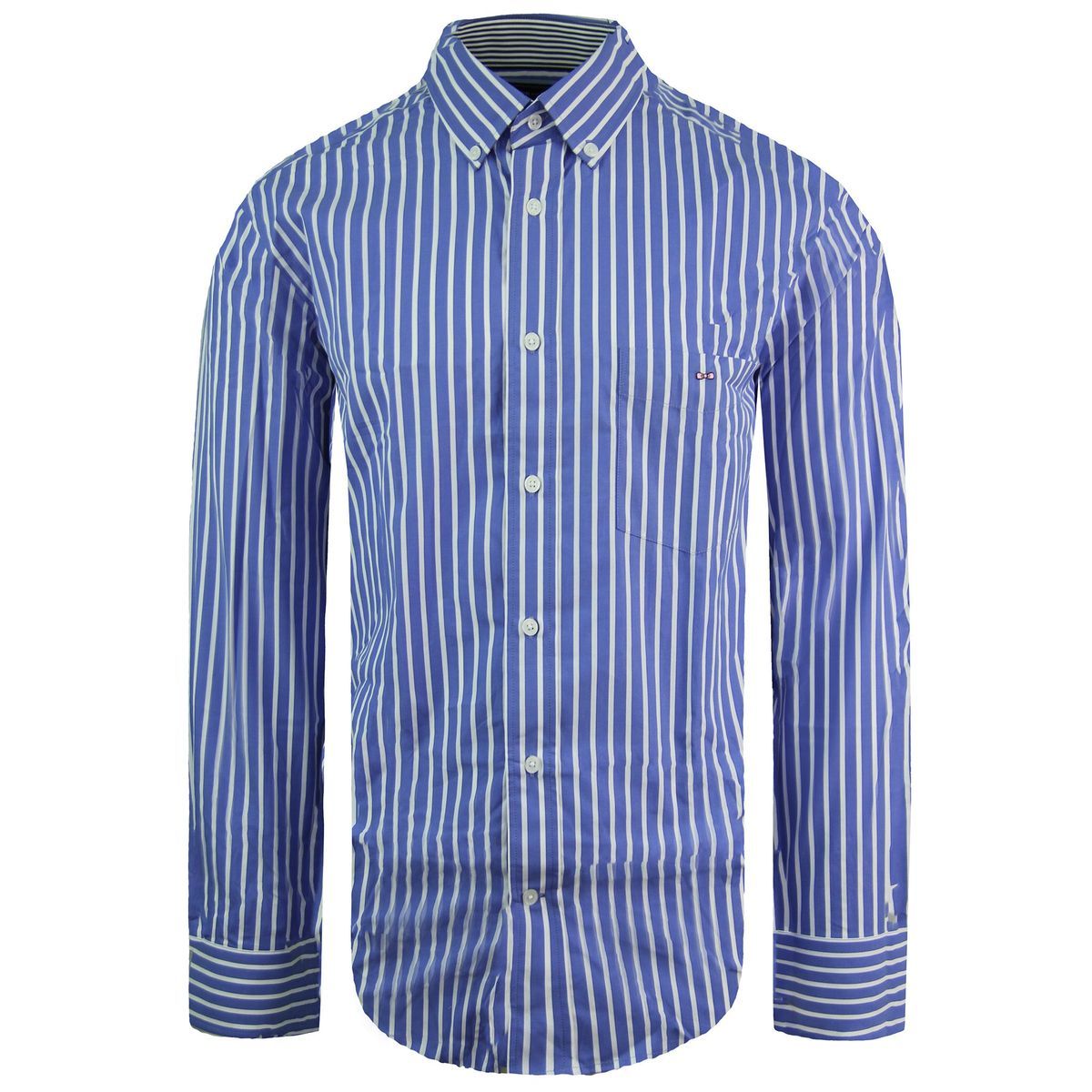 Herren Blau Weiß Gestreiftes Oxford-Hemd