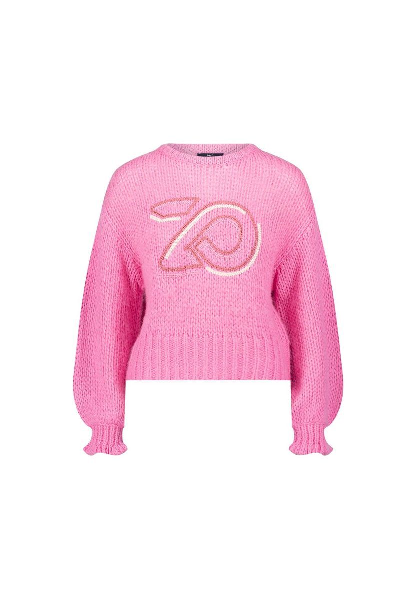 zero Pullover mit Logostickerei, pink, S