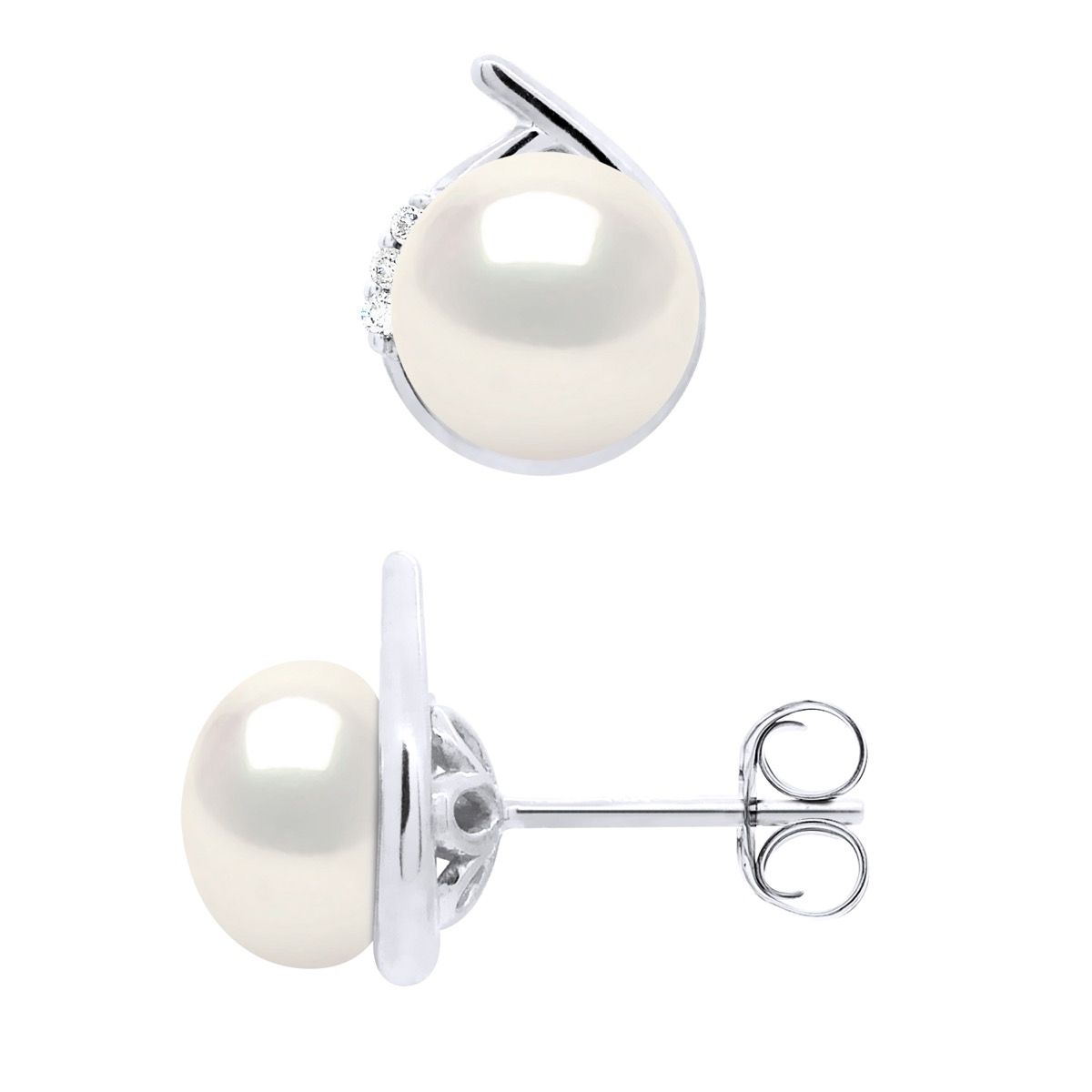 Weißgold Süßwasserperlen Ohrstecker