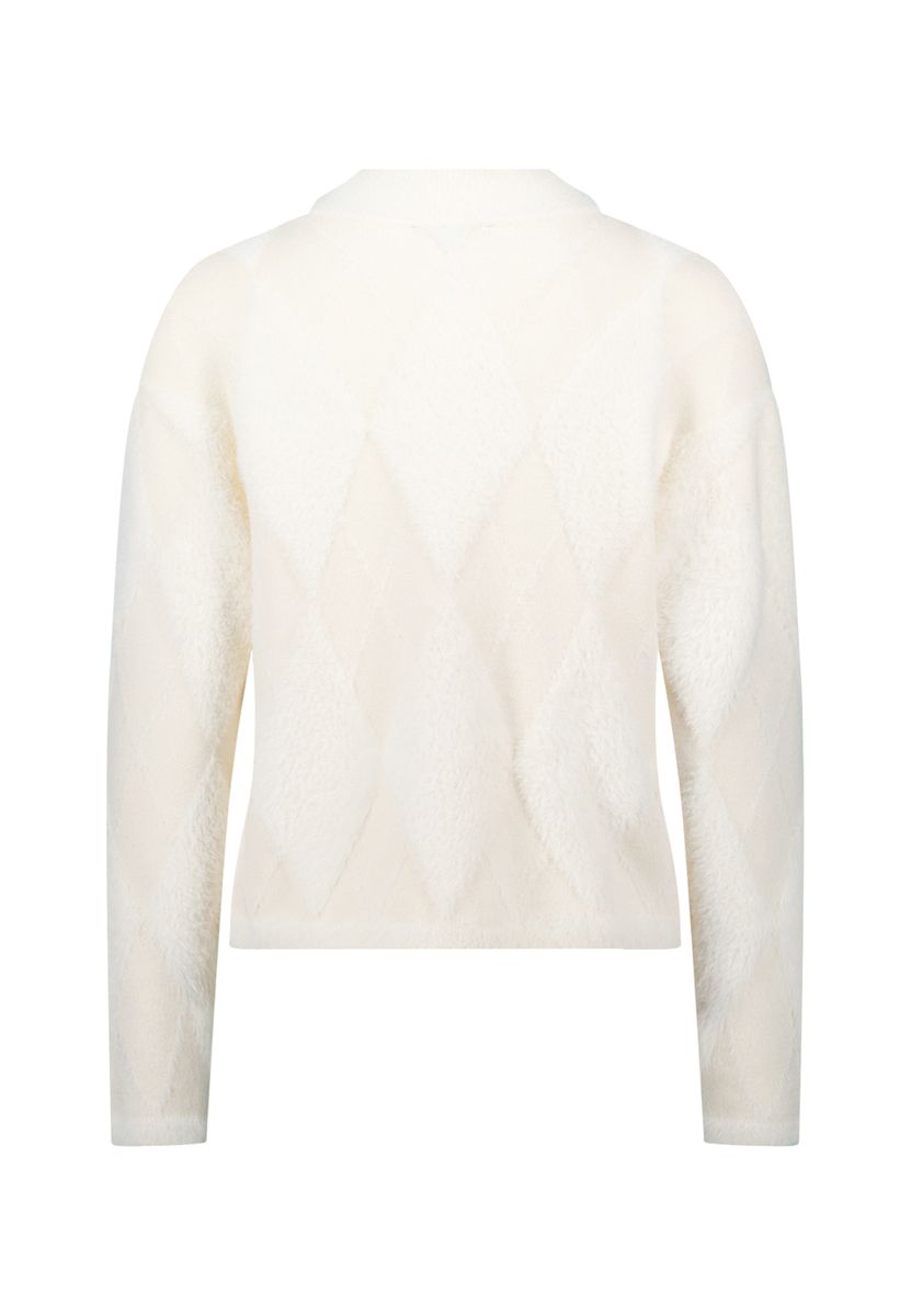 zero Pullover mit Karomuster, weiß, 34