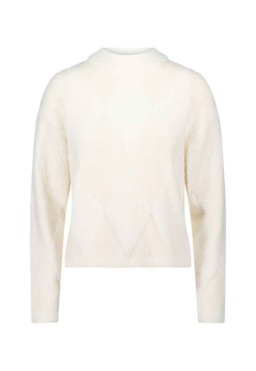 zero Pullover mit Karomuster, weiß, 34