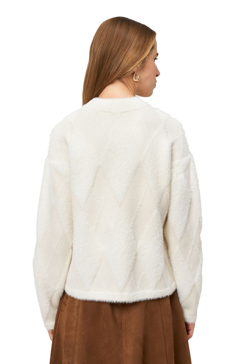 zero Pullover mit Karomuster, weiß, 34