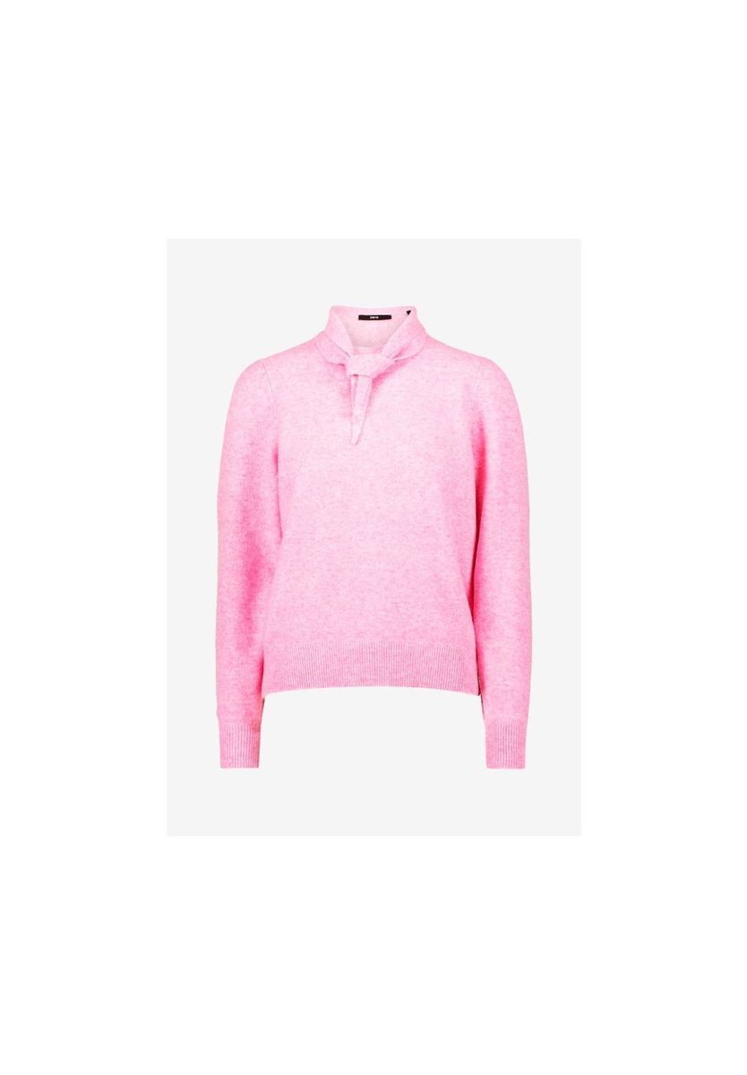 Langärmliger Strickpullover mit Bindekragen