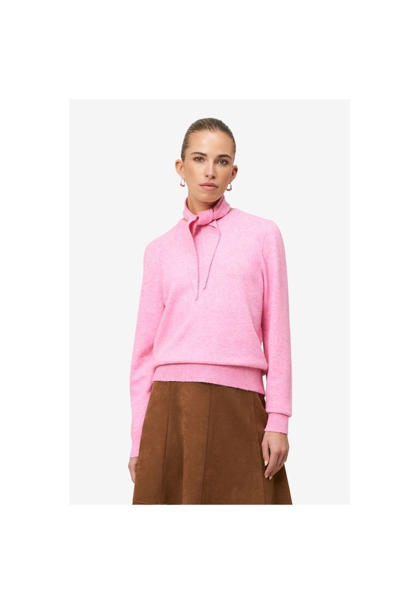 Langärmliger Strickpullover mit Bindekragen