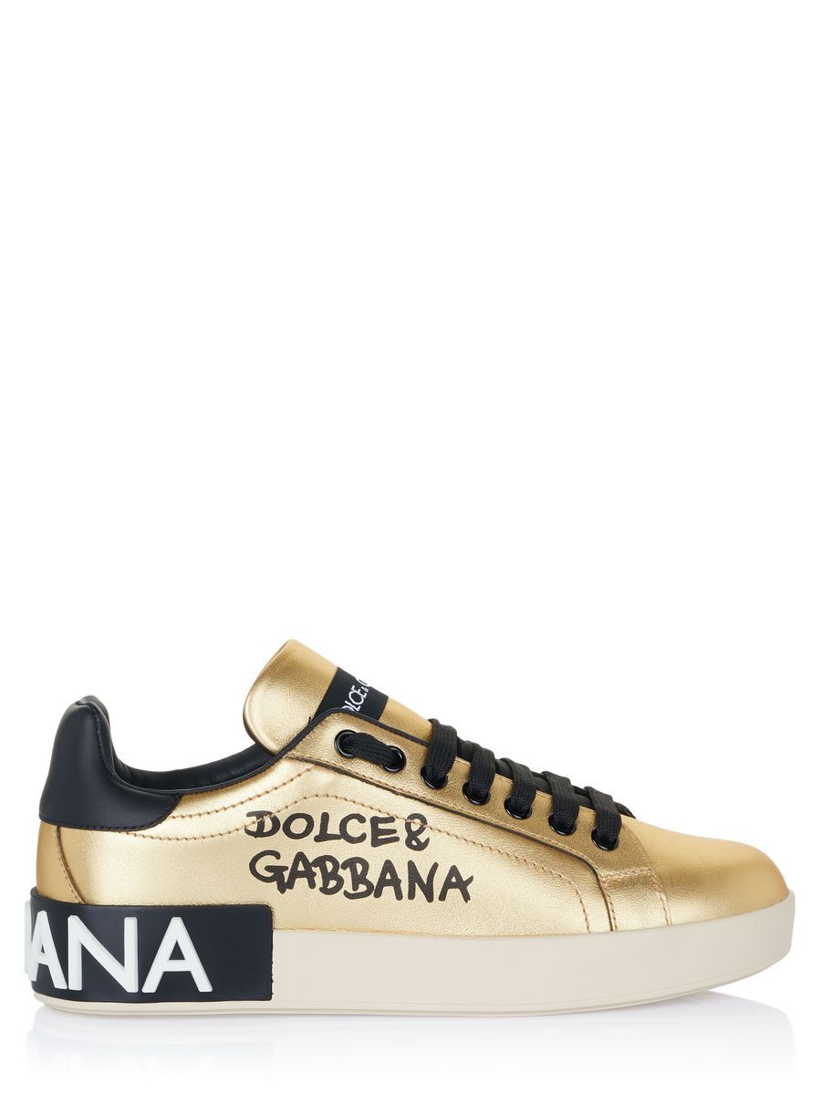Goldener Leder Logo Low-Top Sneaker