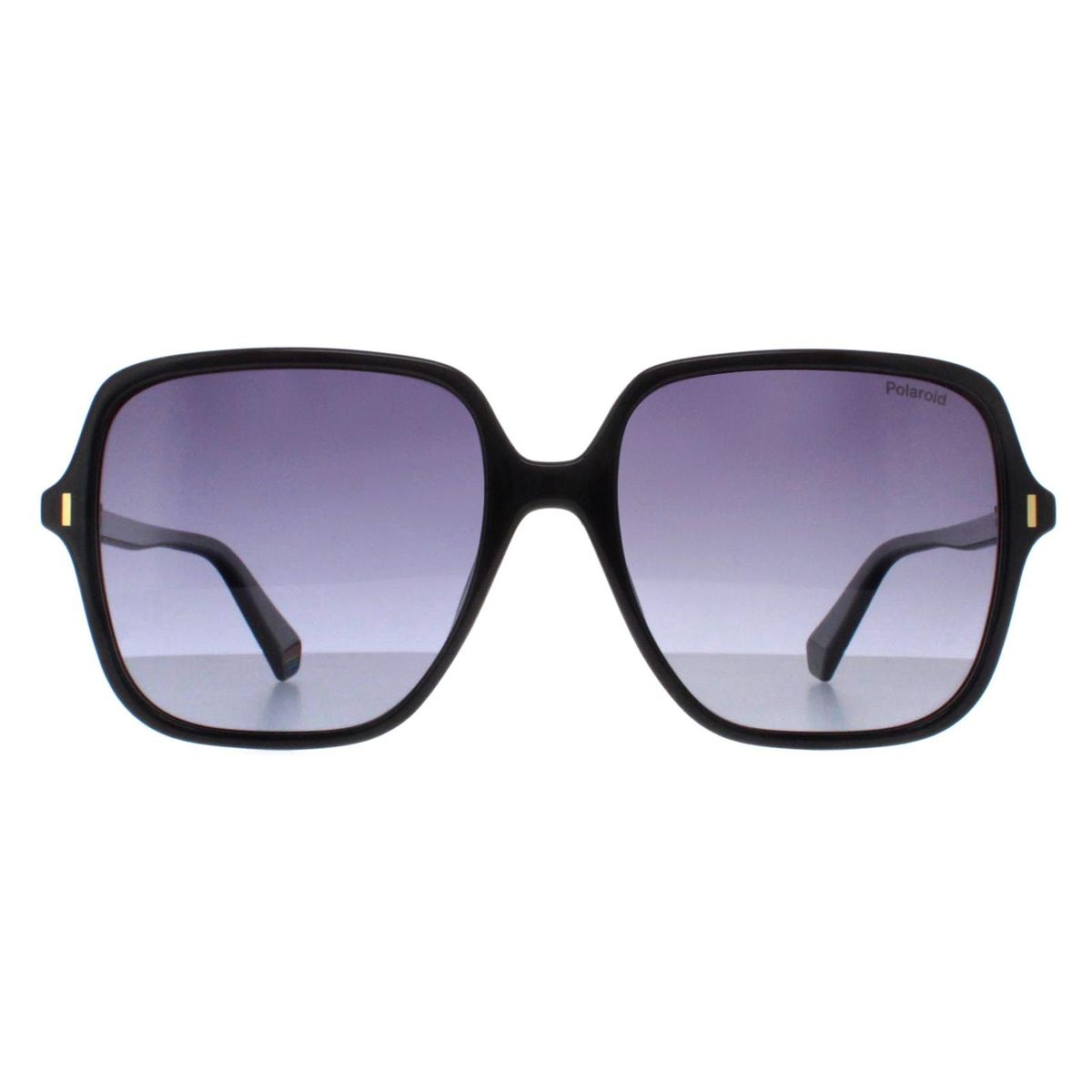 Quadratische schwarze Sonnenbrille mit grauem Farbverlauf