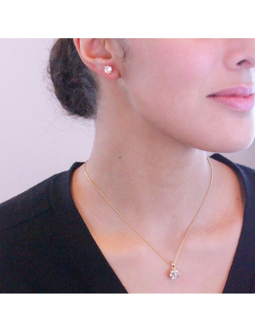 Elegantes Schmuckset mit Kristall-Solitär