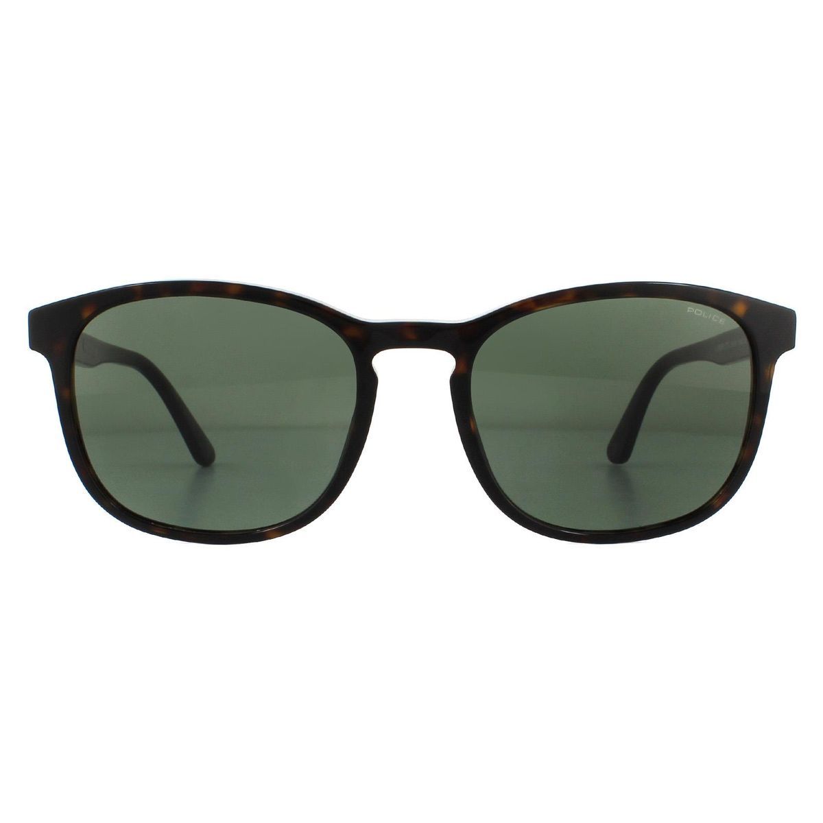 Quadratische Havana Sonnenbrille grünes Glas